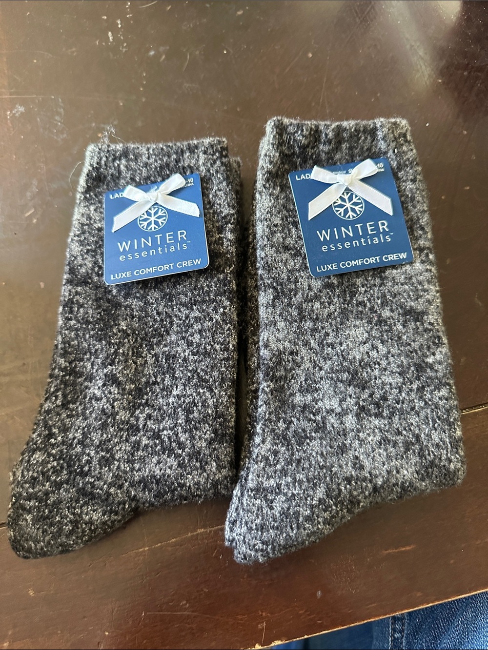 Essentials Luxe Comfort Crew Socks - Charcoal Heather